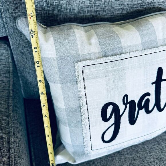 Grateful Farmhouse Modern Buffalo Check Plaid Throw Pillow - Picture 2 of 3